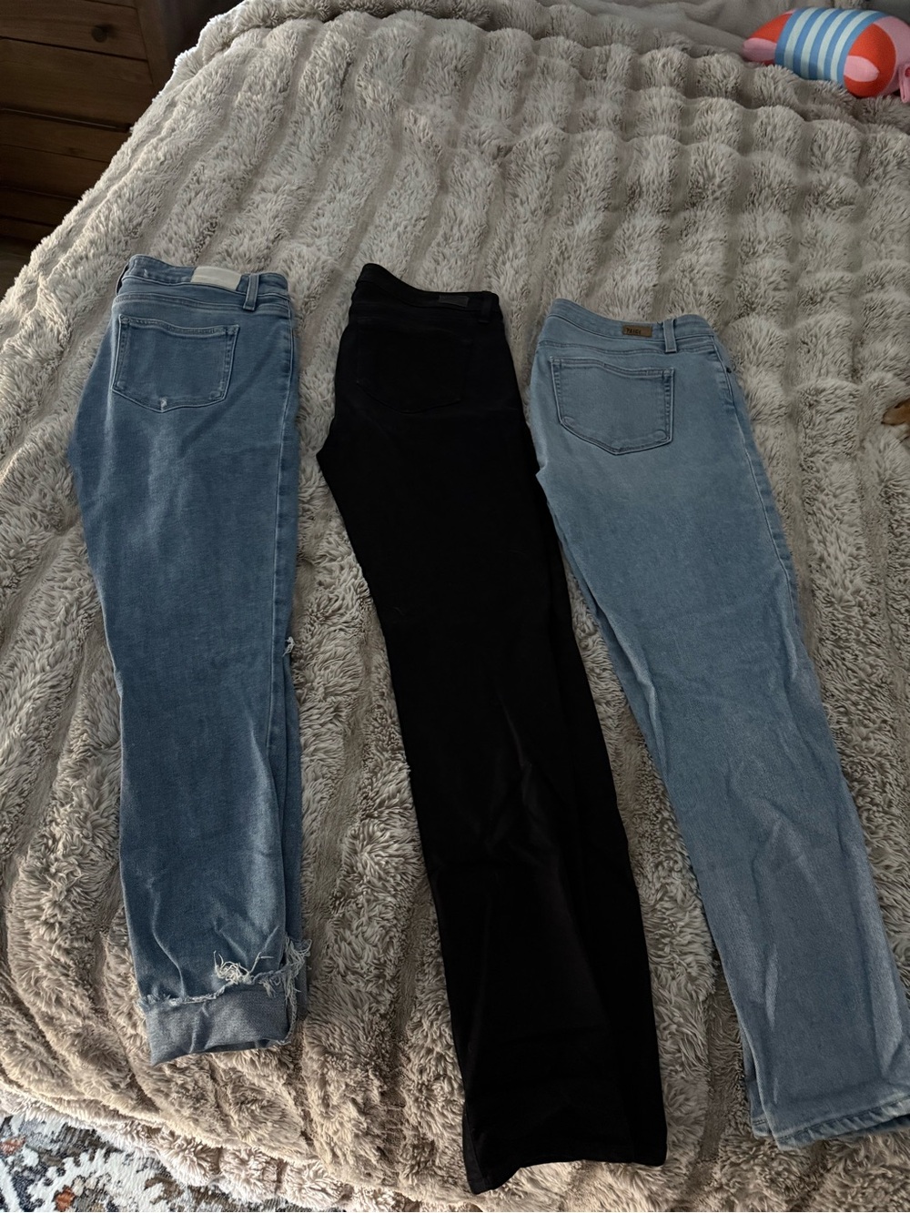 Three Women's PAIGE Jeans - Light Blue, Black, Medium Blue